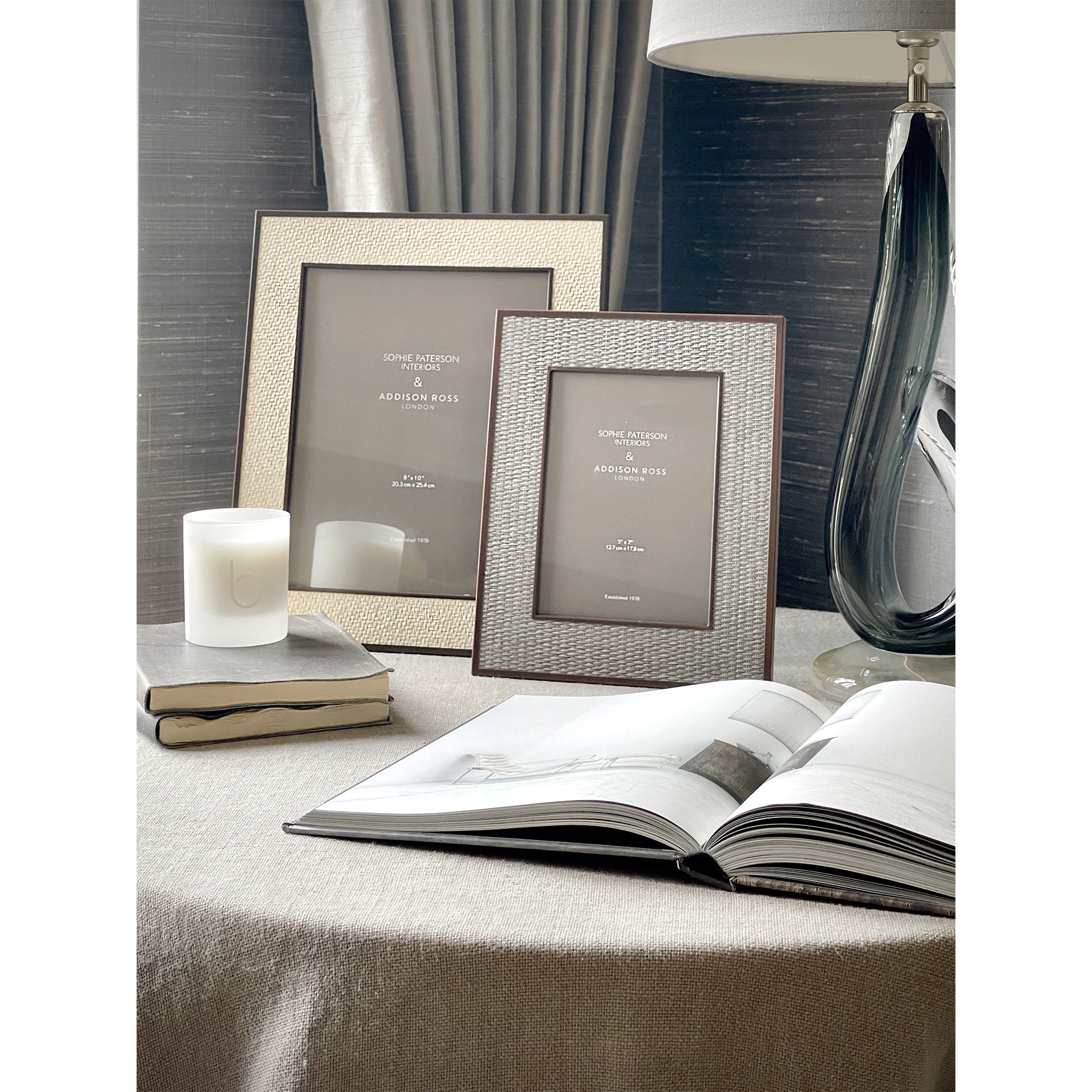 Leather and Moss Rattan Photo Frame